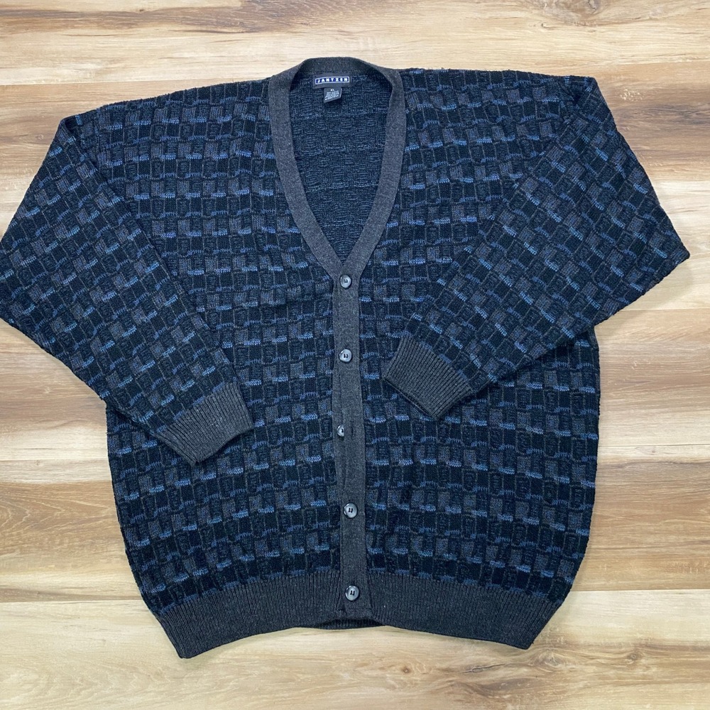 Jantzen Cardigan Sweater XL Vintage 90s Cosby Style Acrylic 3D Knit
